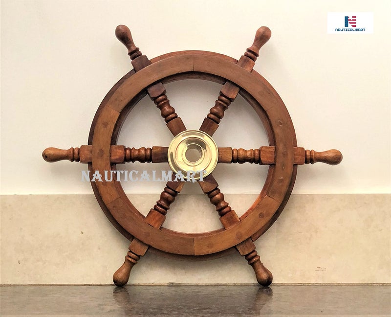 NauticalMart Sailors Special Wooden Ship Wheel, 15" Classic Ship's Steering Wheel Sailing Home Wall Mounting Decoration Accents Nautical Collectibles - Image 2
